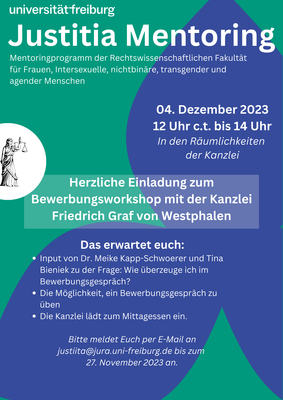 Justitia Mentoring: Bewerbungsworkshop mit Friedrich Graf von Westphalen Freiburg