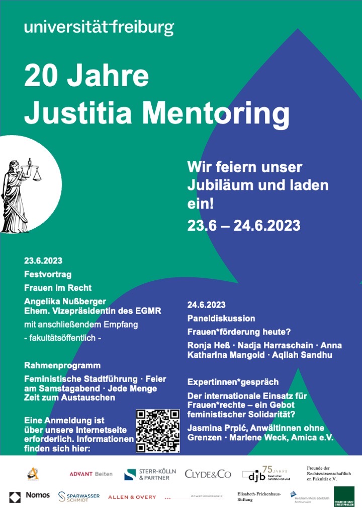 Justitia Mentoring: Einladung zum 20 jährigen Jubiläum