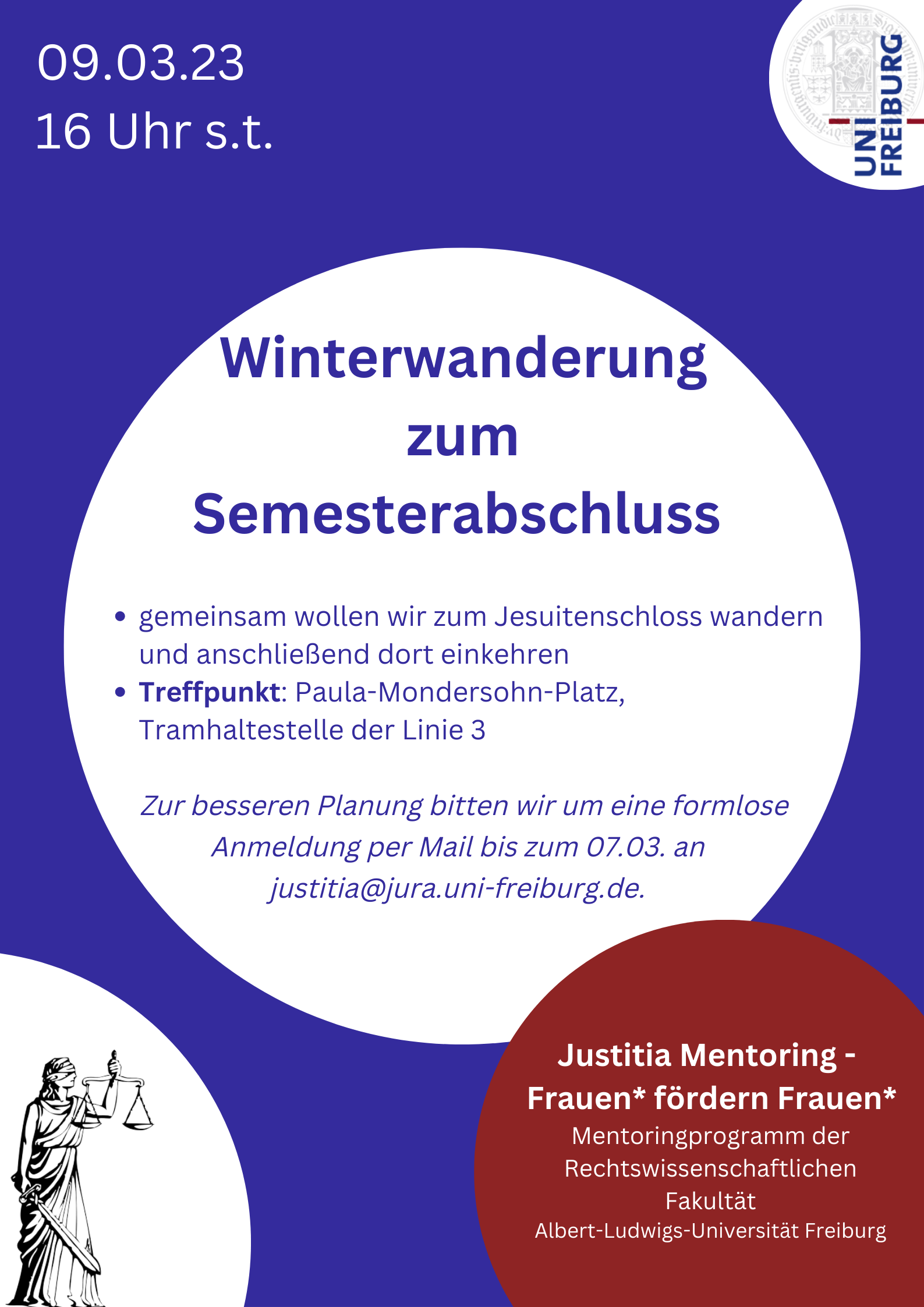 Justitia Mentoring: Winterwanderung zum Semesterende