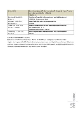 Veranstaltungsübersicht SoSe 2023 Teil 2