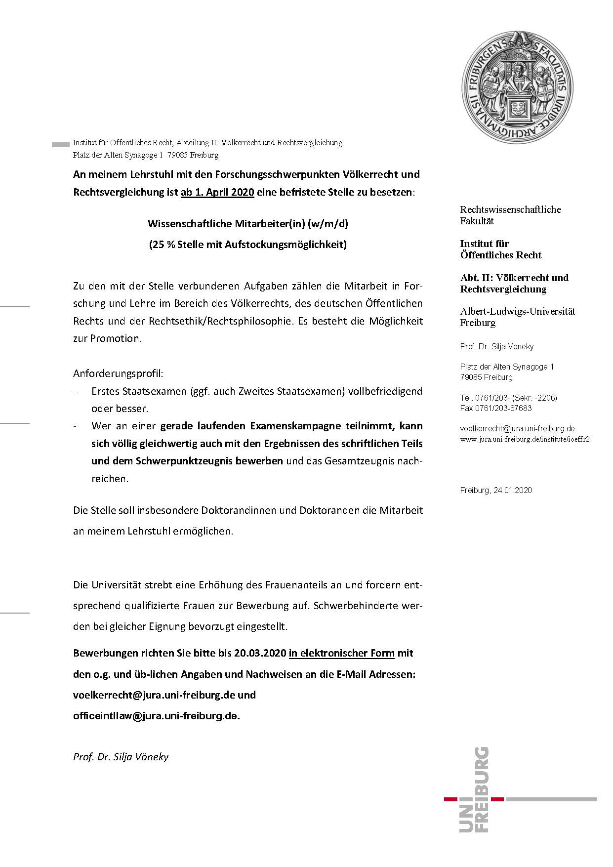 2020-03_Lehrstuhl_Stellenausschreibung - 25%